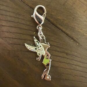 Swarovski ‎ Disney Tinkerbell Charm Silver Tone Green Enamel Accents